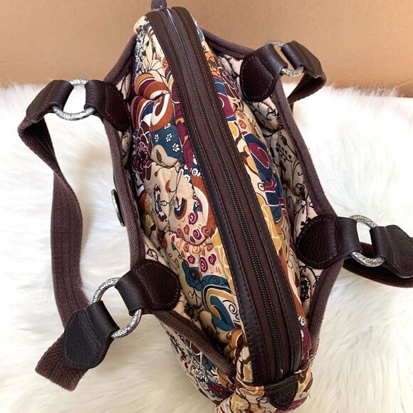 BRIGHTON Multicolor Floral Heart-Quilted Stitched Cotton Canvas Satchel - Picture 8 of 16